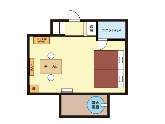 和美麗《信楽焼陶器客室露天風呂付》《28平米＋専用「半露天風呂」8平米》間取り図