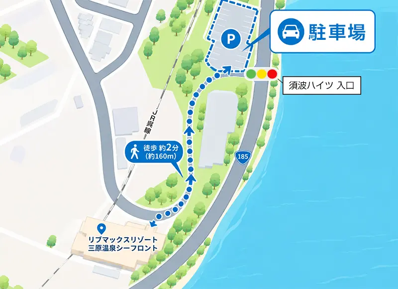 ホテルから駐車場へのルート図