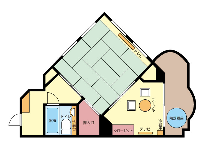 【和美麗DOG同伴ツイン】52㎡＋8㎡　信楽焼露天風呂間取り図
