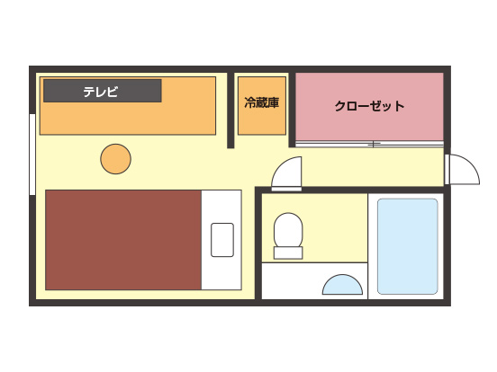 【シングルルーム】18平米間取り図