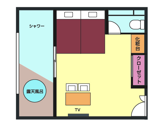 【洋モダンスーペリア】25平米＋専用テラス6平米 信楽焼露天風呂間取り図