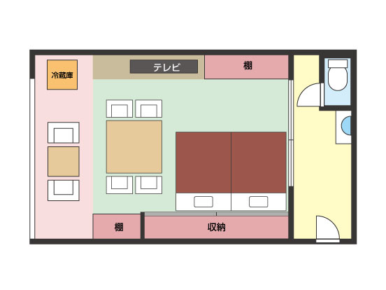 【和美麗ツイン10畳】25平米+広縁間取り図
