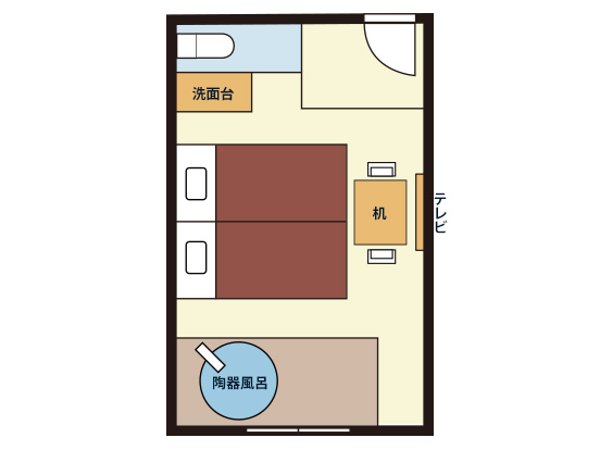 【和美麗スーペリア和室】25平米　信楽焼露天風呂間取り図