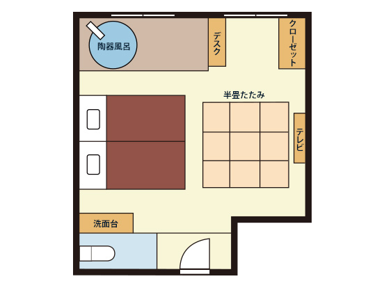 【和モダン和洋室】38平米　信楽焼露天風呂【DOG同伴可】間取り図