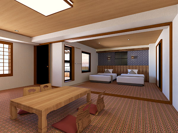 【和モダンスイート和洋室】60平米＋テラス10平米　信楽焼半露天風呂