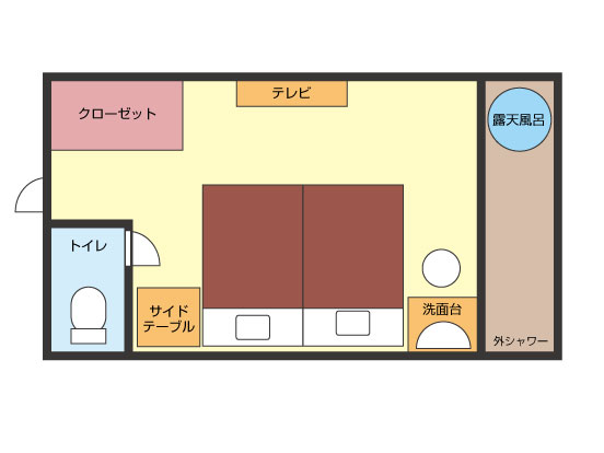 【洋モダンスタンダード】17平米+専用バルコニー6平米 信楽焼露天風呂間取り図