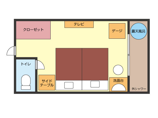 【洋モダンスタンダード】23平米 DOG同伴OK 客室露天風呂付間取り図