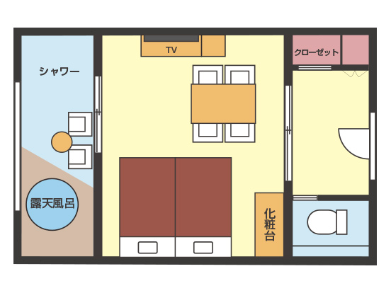 【和美麗Jrスイート】40平米+専用テラス8平米 信楽焼露天風呂間取り図